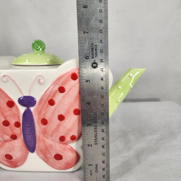Ellen Krans Butterfly Teapot Coynes & Co 2003 Pink Purple Green Collectable - Picture 12 of 12